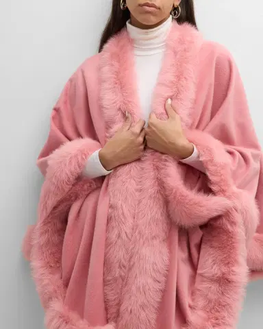 Gorski Cashmere Capelet with Lamb Shearling Trim | Thumbnail 7 Gorski Cashmere Capelet with Lamb Shearling Trim | Thumbnail 7