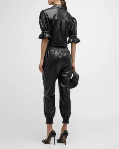 Cinq à Sept Holly Cropped Vegan Leather Jacket | Thumbnail 7 Cinq à Sept Holly Cropped Vegan Leather Jacket | Thumbnail 7