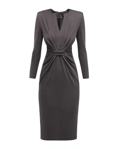Giorgio Armani Tab-Front Gathered Jersey Sheath Dress | Thumbnail 1 Giorgio Armani Tab-Front Gathered Jersey Sheath Dress | Thumbnail 1