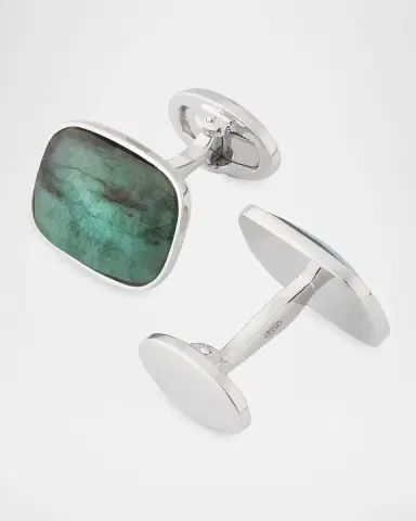 Jan Leslie Men's Square Emerald Cufflinks | Thumbnail 4 Jan Leslie Men's Square Emerald Cufflinks | Thumbnail 4