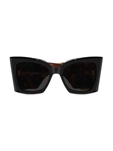 Saint Laurent Women's Monogram Acetate 54MM Blaze Rectangular Sunglasses - Black Havana Grey | Thumbnail 4 Saint Laurent Women's Monogram Acetate 54MM Blaze Rectangular Sunglasses - Black Havana Grey | Thumbnail 4