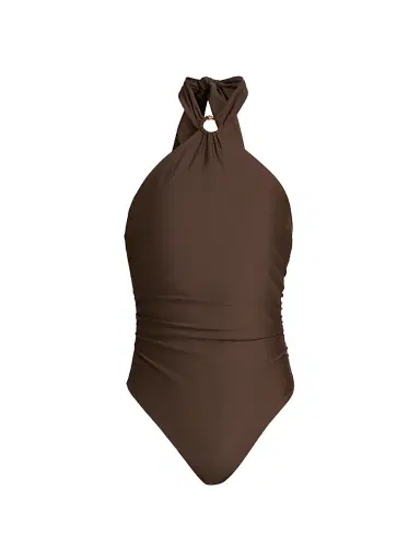 Kobi Halperin Women's Lana Halterneck Swimsuit - Brown - Size XL | Thumbnail 1 Kobi Halperin Women's Lana Halterneck Swimsuit - Brown - Size XL | Thumbnail 1