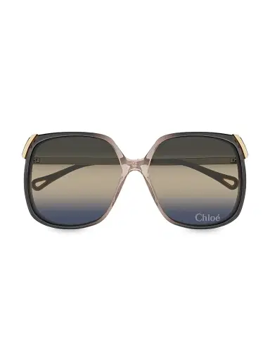 Chloé Women's Aly Combi 60MM Squared Sunglasses - Gold Grey | Thumbnail 2 Chloé Women's Aly Combi 60MM Squared Sunglasses - Gold Grey | Thumbnail 2