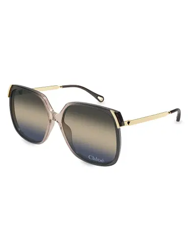 Chloé Women's Aly Combi 60MM Squared Sunglasses - Gold Grey | Thumbnail 1 Chloé Women's Aly Combi 60MM Squared Sunglasses - Gold Grey | Thumbnail 1