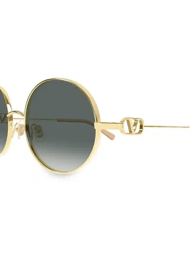 Valentino Garavani Women's 20MM VLogo Round Sunglasses - Gold Grey | Thumbnail 3 Valentino Garavani Women's 20MM VLogo Round Sunglasses - Gold Grey | Thumbnail 3