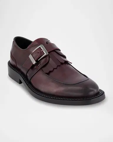 Karl Lagerfeld Paris Men 's Leather Fringe Single Monk Strap Loafers | Thumbnail 2 Karl Lagerfeld Paris Men 's Leather Fringe Single Monk Strap Loafers | Thumbnail 2