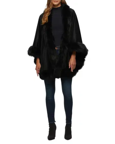 Gorski Cashmere Capelet with Lamb Shearling Trim | Thumbnail 1 Gorski Cashmere Capelet with Lamb Shearling Trim | Thumbnail 1