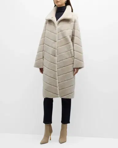 Gorski Reversible Chevron Lamb Shearling Coat | Thumbnail 2 Gorski Reversible Chevron Lamb Shearling Coat | Thumbnail 2