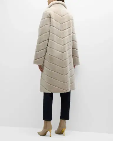 Gorski Reversible Chevron Lamb Shearling Coat | Thumbnail 3 Gorski Reversible Chevron Lamb Shearling Coat | Thumbnail 3