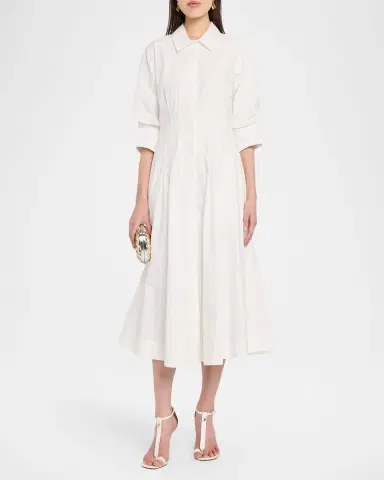 SIMKHAI Jazz Poplin Pintuck Midi Shirtdress | Thumbnail 2 SIMKHAI Jazz Poplin Pintuck Midi Shirtdress | Thumbnail 2