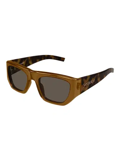 Saint Laurent Women's Vintage Logo SL 740 Squared Sunglasses - Grey Brown Havana | Thumbnail 1 Saint Laurent Women's Vintage Logo SL 740 Squared Sunglasses - Grey Brown Havana | Thumbnail 1