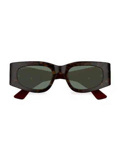 Gucci Women's Oblique 51MM Squared Sunglasses - Green Havana Multi | Thumbnail 2 Gucci Women's Oblique 51MM Squared Sunglasses - Green Havana Multi | Thumbnail 2