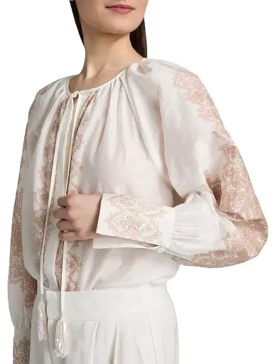 Kobi Halperin Women's Hope Lace Print Cotton-Silk Blouse | Thumbnail 6 Kobi Halperin Women's Hope Lace Print Cotton-Silk Blouse | Thumbnail 6