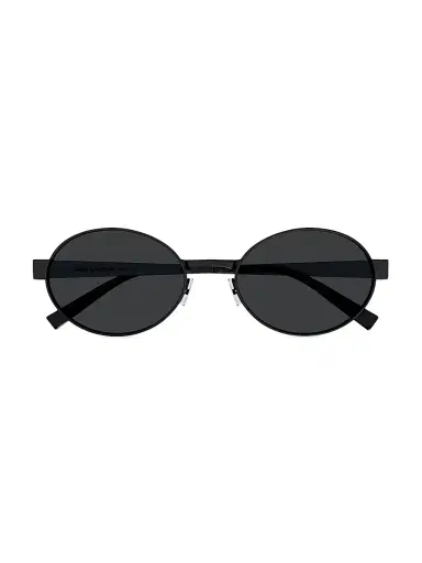 Saint Laurent Women's Feminine Fashion Icons 55MM Oval Metal Sunglasses - Black Dark Grey | Thumbnail 2 Saint Laurent Women's Feminine Fashion Icons 55MM Oval Metal Sunglasses - Black Dark Grey | Thumbnail 2