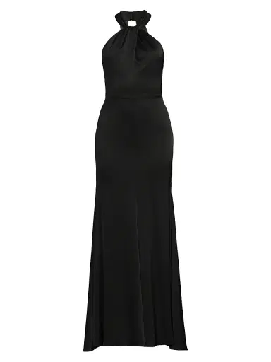 Ungaro Women's Wilde Satin Halterneck Maxi Dress - Black | Thumbnail 1 Ungaro Women's Wilde Satin Halterneck Maxi Dress - Black | Thumbnail 1