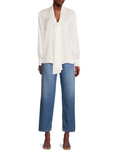 Ungaro Women's Ella Silk-Blend Tie-Neck Blouse - Ivory - Size XXL | Thumbnail 2 Ungaro Women's Ella Silk-Blend Tie-Neck Blouse - Ivory - Size XXL | Thumbnail 2