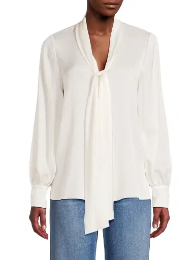 Ungaro Women's Ella Silk-Blend Tie-Neck Blouse - Ivory - Size XXL | Thumbnail 3 Ungaro Women's Ella Silk-Blend Tie-Neck Blouse - Ivory - Size XXL | Thumbnail 3