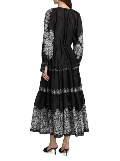 Kobi Halperin Women's Lauryn Lace Print Cotton-Silk Maxi Dress - Black | Thumbnail 5 Kobi Halperin Women's Lauryn Lace Print Cotton-Silk Maxi Dress - Black | Thumbnail 5