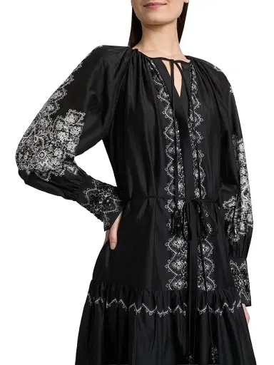 Kobi Halperin Women's Lauryn Lace Print Cotton-Silk Maxi Dress - Black | Thumbnail 6 Kobi Halperin Women's Lauryn Lace Print Cotton-Silk Maxi Dress - Black | Thumbnail 6