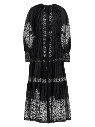 Kobi Halperin Women's Lauryn Lace Print Cotton-Silk Maxi Dress - Black | Thumbnail 1 Kobi Halperin Women's Lauryn Lace Print Cotton-Silk Maxi Dress - Black | Thumbnail 1