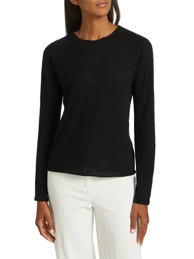 MAJESTIC FILATURES Women's Cashmere Crewneck Sweater - Noir - Size Large | Thumbnail 3 MAJESTIC FILATURES Women's Cashmere Crewneck Sweater - Noir - Size Large | Thumbnail 3