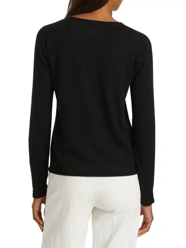 MAJESTIC FILATURES Women's Cashmere Crewneck Sweater - Noir - Size Large | Thumbnail 5 MAJESTIC FILATURES Women's Cashmere Crewneck Sweater - Noir - Size Large | Thumbnail 5