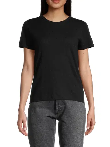 MAJESTIC FILATURES Women's Cashmere Short-Sleeve Tee - Noir - Size Large | Thumbnail 3 MAJESTIC FILATURES Women's Cashmere Short-Sleeve Tee - Noir - Size Large | Thumbnail 3