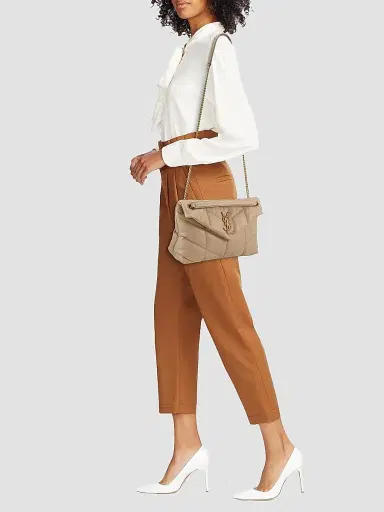 Saint Laurent Women's Puffer Shoulder Bag in Nappa Leather - Dark Beige | Thumbnail 2 Saint Laurent Women's Puffer Shoulder Bag in Nappa Leather - Dark Beige | Thumbnail 2