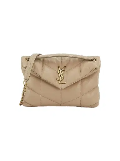Saint Laurent Women's Puffer Shoulder Bag in Nappa Leather - Dark Beige | Thumbnail 1 Saint Laurent Women's Puffer Shoulder Bag in Nappa Leather - Dark Beige | Thumbnail 1