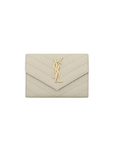 Saint Laurent Women's Cassandre Matelass Envelope Wallet in Grain de Poudre Embossed Leather - Crema Soft | Thumbnail 1 Saint Laurent Women's Cassandre Matelass Envelope Wallet in Grain de Poudre Embossed Leather - Crema Soft | Thumbnail 1