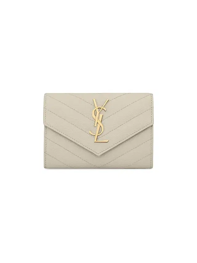 Women's Cassandre Matelass Envelope Wallet in Grain de Poudre Embossed Leather - Crema Soft Women's Cassandre Matelass Envelope Wallet in Grain de Poudre Embossed Leather - Crema Soft