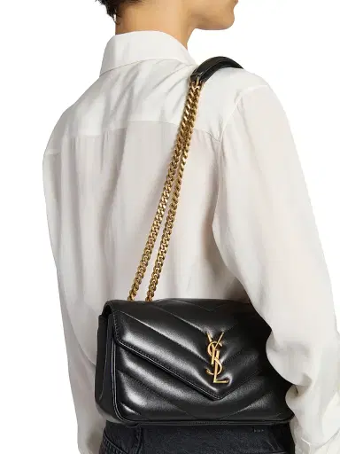 Saint Laurent Women's Loulou Shoulder Bag in Lambskin Leather - Noir | Thumbnail 2 Saint Laurent Women's Loulou Shoulder Bag in Lambskin Leather - Noir | Thumbnail 2
