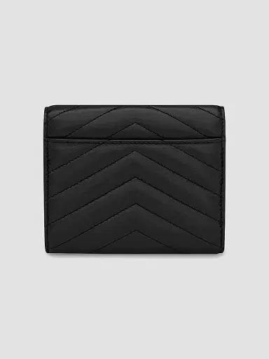 Saint Laurent Women's Cassandre Matelassé Compact Tri-Fold Wallet in Lambskin - Black | Thumbnail 4 Saint Laurent Women's Cassandre Matelassé Compact Tri-Fold Wallet in Lambskin - Black | Thumbnail 4