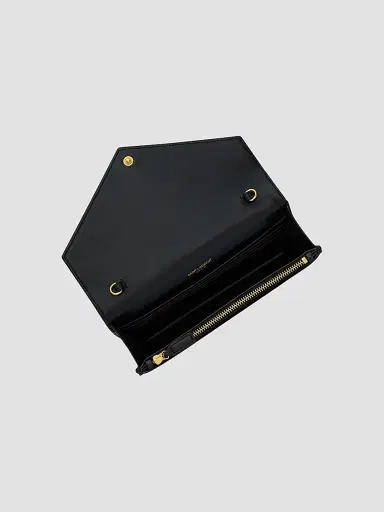 Saint Laurent Women's Cassandre Envelope Chain Wallet in Lambskin - Black | Thumbnail 3 Saint Laurent Women's Cassandre Envelope Chain Wallet in Lambskin - Black | Thumbnail 3