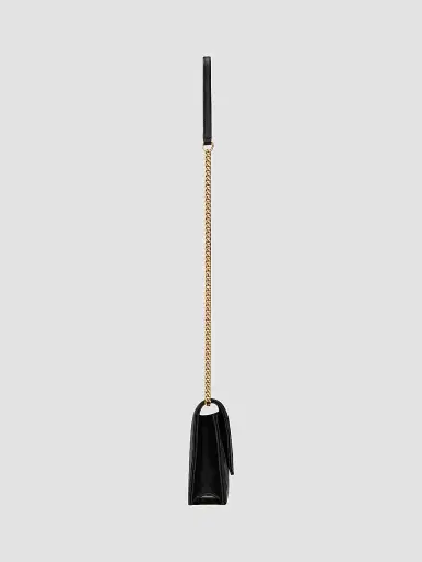Saint Laurent Women's Cassandre Envelope Chain Wallet in Lambskin - Black | Thumbnail 4 Saint Laurent Women's Cassandre Envelope Chain Wallet in Lambskin - Black | Thumbnail 4