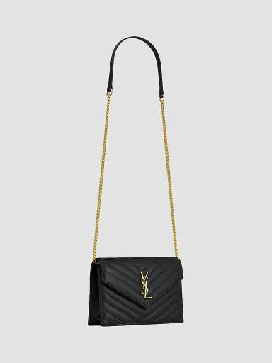 Saint Laurent Women's Cassandre Envelope Chain Wallet in Lambskin - Black | Thumbnail 5 Saint Laurent Women's Cassandre Envelope Chain Wallet in Lambskin - Black | Thumbnail 5