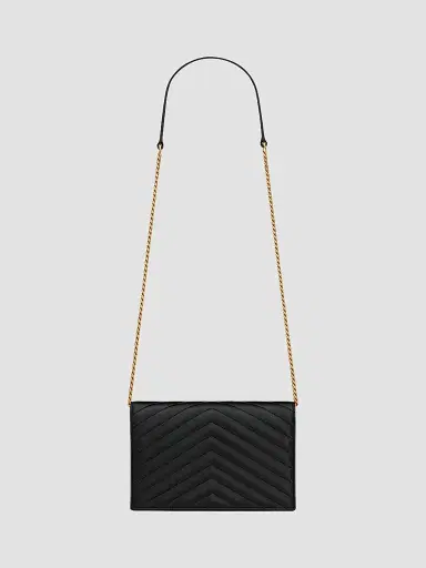 Saint Laurent Women's Cassandre Envelope Chain Wallet in Lambskin - Black | Thumbnail 6 Saint Laurent Women's Cassandre Envelope Chain Wallet in Lambskin - Black | Thumbnail 6