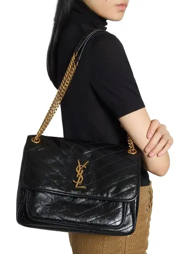 Saint Laurent Women's Niki Shoulder Bag in Vintage Leather - Black | Thumbnail 3 Saint Laurent Women's Niki Shoulder Bag in Vintage Leather - Black | Thumbnail 3