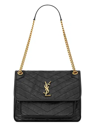 Saint Laurent Women's Niki Shoulder Bag in Vintage Leather - Black | Thumbnail 1 Saint Laurent Women's Niki Shoulder Bag in Vintage Leather - Black | Thumbnail 1