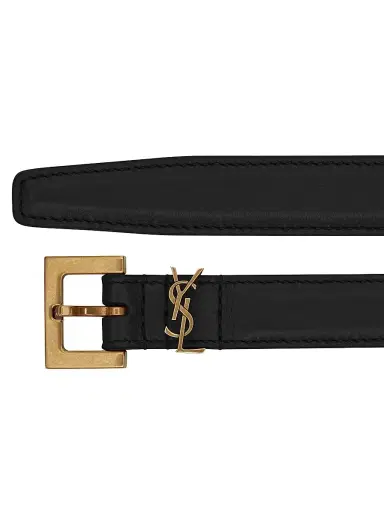 Saint Laurent Women's Cassandre Thin Belt with Square Buckle in Smooth Leather - Black | Thumbnail 4 Saint Laurent Women's Cassandre Thin Belt with Square Buckle in Smooth Leather - Black | Thumbnail 4