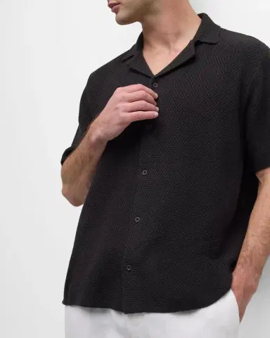 Onia Men's Cotton Textured Camp Shirt | Thumbnail 6 Onia Men's Cotton Textured Camp Shirt | Thumbnail 6