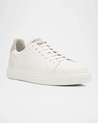 Brunello Cucinelli Men's Grained Calfskin Low-Top Sneakers | Thumbnail 3 Brunello Cucinelli Men's Grained Calfskin Low-Top Sneakers | Thumbnail 3
