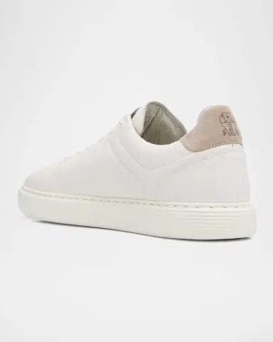 Brunello Cucinelli Men's Grained Calfskin Low-Top Sneakers | Thumbnail 4 Brunello Cucinelli Men's Grained Calfskin Low-Top Sneakers | Thumbnail 4