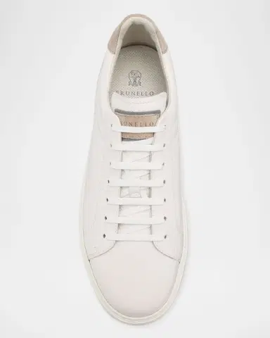 Brunello Cucinelli Men's Grained Calfskin Low-Top Sneakers | Thumbnail 5 Brunello Cucinelli Men's Grained Calfskin Low-Top Sneakers | Thumbnail 5