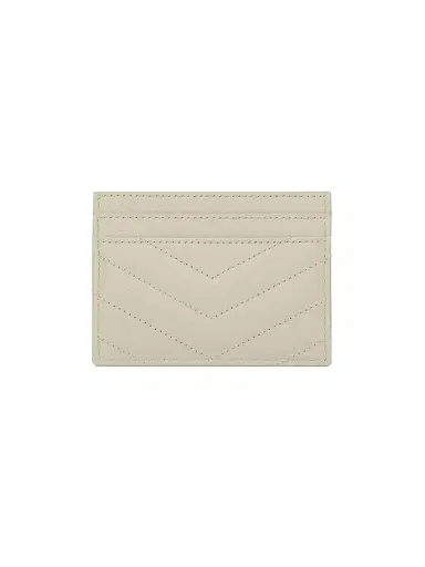 Saint Laurent Women's Cassandre Matelasse Card Case in Grain De Poudre Embossed Leather - Crema Soft | Thumbnail 2 Saint Laurent Women's Cassandre Matelasse Card Case in Grain De Poudre Embossed Leather - Crema Soft | Thumbnail 2