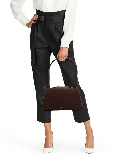 ALAIA Women's Le Bouledogue Nubuck Shoulder Bag - Brun Fonce | Thumbnail 2 ALAIA Women's Le Bouledogue Nubuck Shoulder Bag - Brun Fonce | Thumbnail 2