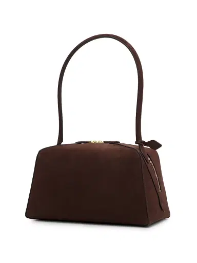 ALAIA Women's Le Bouledogue Nubuck Shoulder Bag - Brun Fonce | Thumbnail 3 ALAIA Women's Le Bouledogue Nubuck Shoulder Bag - Brun Fonce | Thumbnail 3