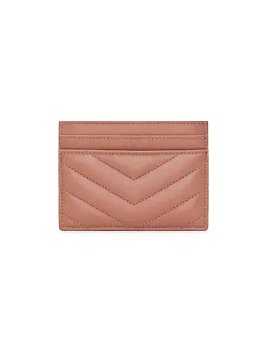 Saint Laurent Women's Cassandre Matelass Card Case in Lambskin - Barely Pink | Thumbnail 2 Saint Laurent Women's Cassandre Matelass Card Case in Lambskin - Barely Pink | Thumbnail 2