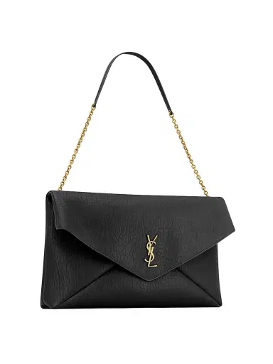 Saint Laurent Women's Cassandre Envelope Pouch on Chain in Lambskin - Black | Thumbnail 6 Saint Laurent Women's Cassandre Envelope Pouch on Chain in Lambskin - Black | Thumbnail 6