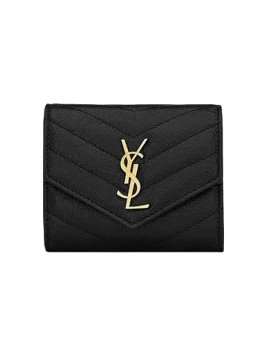 Saint Laurent Women's Cassandre Matelassé Multi-Fold Wallet in Leather - Black | Thumbnail 1 Saint Laurent Women's Cassandre Matelassé Multi-Fold Wallet in Leather - Black | Thumbnail 1